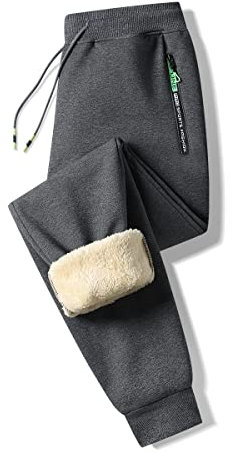 ZOXOZ Pantaloni Tuta Uomo Felpata Pile Fleece Foderato Cotone in Pile Lunghi Elastico Vita Jogger Comodi Termici Sportivi Pantaloni con Coulisse e Tasche Fitness Grigio 2XL