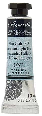 Sennelier Aquarelles pour artistes français, tube de 10 ml, bleu clair irisé