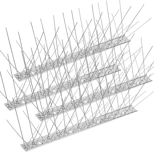 2.5M Bird Spikes for Pigeons 10 Pack Anti Bird Spikes Stainless Steel Bird Deterrent, 8.2FT Anti Climb Security Wall Fence Spikes Stop Crows Seagulls Squirrels Cats (10Pcs 25cm)