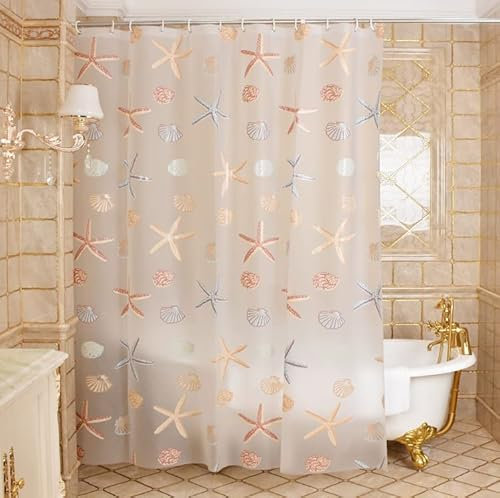 Cozyswan Elegant PEVA Bathroom Shower Curtain with Hooks (72 x 78 Inch)