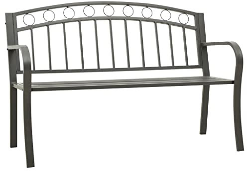 vidaXL Gartenbank Parkbank Sitzbank Balkonbank Terrassenbank Metallbank Bank Gartenmöbel Balkonmöbel Garten Terrasse Balkon Grau 120cm Stahl