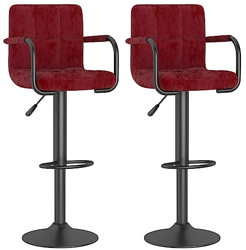 vidaXL Barhocker 2 STK. Weinrot Samt