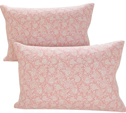 PETTI Artigiani Italiani - Federe Cuscini Letto, Coppia di Federe 50x80 cm, Federa Copricuscino, Federe in Microfibra Anallergica, Made in Italy, Federe Pizzo Rosa