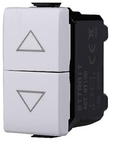 MODULO INTERRUTTORE DOPPIO INTERBLOCCO SALISCENDI 1P + 1P 10A 250V BIANCO COMPATIBILE SERIE MATIX - ETTROIT