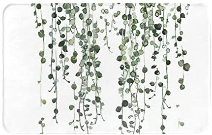 EVIUS Grüne Pflanzen Fußmatte Dekorative Bereich Teppiche Outdoor Spaß Willkommen Matte Vordertür 80 cm x 49 cm Personalisierte dekorative Teppiche für Hauseingang, Treppenhaus, Terrasseneingang