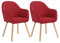 WOLTU Esszimmerstühle 2er Set, für Schlafzimmer Küche Wohnzimmer, Küchenstühle gepolstert mit Armlehne, aus Cord Massivholz, Rot