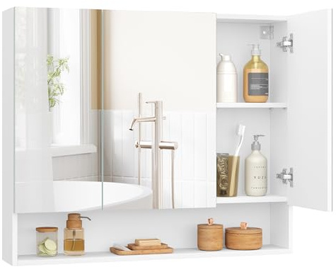 VASAGLE Medicine Cabinet Mirror with Storage, 6.5 x 35.4 x 29.5 Inches