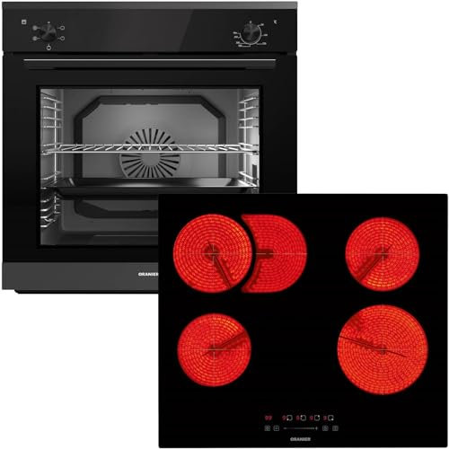 Oranier Einbau-Backofen Set EBS220 autark - 5 Funktionen inkl. 60 cm Glaskeramik-Kochfeld KFC160 ohne Induktion - 4 Zonen mit Bräterzone