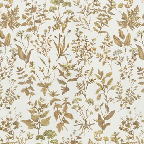 Fiula Selbstklebende Tapete Blumen Weiß Brau Blumentapete 44x1200CM Blätter Klebefolie Wasserdicht Möbelfolie Wandtapete Klebetapete Floral Mehrzwecktapete DIY Abnehmbare für Wohnzimmer Schlafzimmer