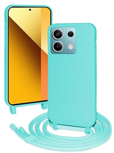 FERLAN Cover compatibile con Xiaomi Redmi Note 13 5G,Custodia con Laccio Collana Tracolla Collo Liquido Silicone Antiurto TPU Antiurto AntiGraffio Protettiva Case,Verde menta