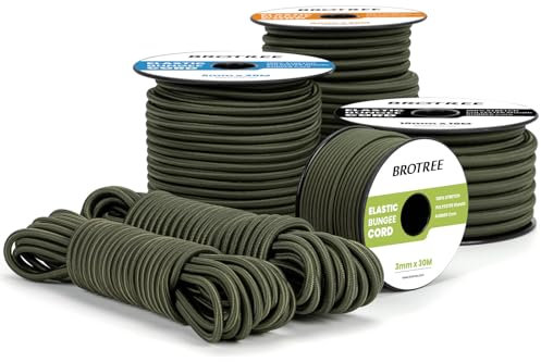Brotree Gummiseil Expanderseil 10mm x 10m Armee Grün - Planenseil Spanngummi Spannseil Wetterfest für Plane, Anhängerplane, Zelte, Camping, Netz