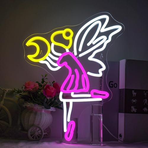 Horseneon Flying Fairy Neon Schild Neonschild für Wanddekoration niedliches Cartoon-Neonlicht Anime-Neonschilder USB-betriebene Neonlichter für Schlafzimmer Tanzraum Mädchen Geschenk Kunstdekoration