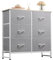 WLIVE Commode Tissu pour Chambre, Double 6 Tiroirs, Tour Rangement Bacs Tissu, pour Placard, Salon, Couloir, Gris Clair