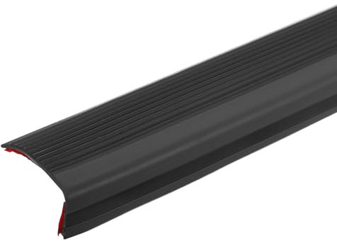 QUARKZMAN Nez de Marche de 1,5 m, Protection de Bords d'Escalier Auto-Adhésif en PVC de 2,5 mm, Bordure d'Escalier en Forme de L, Bordure de Marches d'Escalier, Garniture pour Escalier, Noir