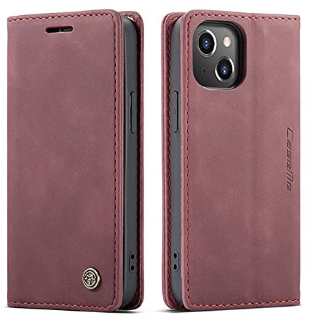 Phernykas Wallet Case for iPhone 13 mini with Card Holder, Kickstand Blocking Magnetic Closure Shockproof Protective PU Leather Cover for iPhone 13 mini Flip Case Wallet - Red