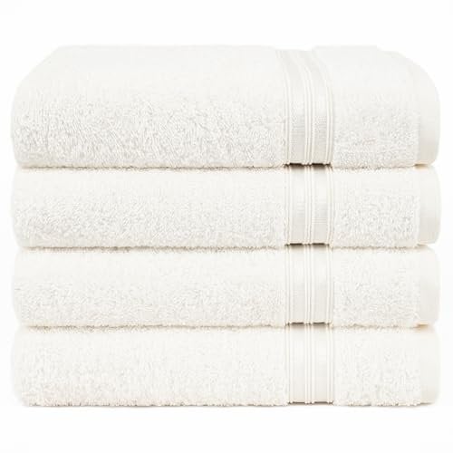 Hammetex 4er Badetuch Set, 100% Baumwolle Premium Qualität Groß 50x100cm Duschtuch, Weich Saugstark Schnell Trocknendes, Creme