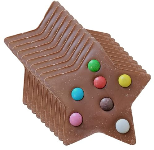 10 x 100 gr. Schokofigur, Stern mit bunten Schokolinsen