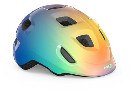 MET Hooray Kids Cycling Helmet, Multicolour Glossy, Size 46-52cm