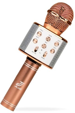 JLAG Microfono Bluetooth Karaoke per Bambini - Microfono Bambini Senza Fili - Microfono Karaoke Bluetooth Compatibile con Android/iOS/Pc/Smartphone Tv Karaoke con Microfono (Oro Rosa)