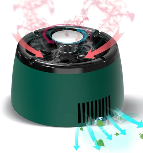 Smokeless Ashtray Air Purifier Ashtray Clean Air Ashtray Unique Present for Men Smokeless Ashtrays for Home Car Indoor Office (Green/Black)