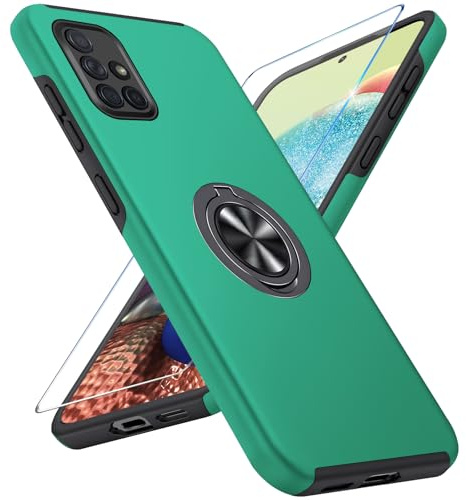 Vaki Handyhülle für Samsung Galaxy A71 4G Hülle mit Schutzfolie, Schutzhülle Galaxy A71 4G Case mit Magnetischer Ring Ständer Kratzfest Fallfestigkeit Stoßfest für Samsung A71 4G Cover (Grün)