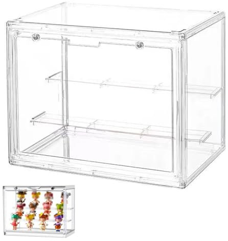 Ksvaye Vitrine Acryl Display Case Transparenter Chaukasten Acryl Display Box mit 2 Schicht Für Action Figuren Spielzeug, MiniFiguren, Sammelfiguren, Selbstmontage,Modellautos(27*21*18cm)