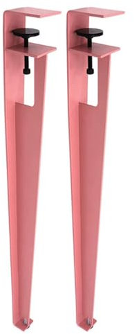 Adjustable Metal F shaped Clamp Table Legs for DIY Dining Table Desk Support Bar Legs with No Punching Design and Floor Protectors (Pink 2pcs)