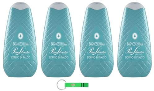 4x Pino Silvestre Duschgel Classico Soffio di Talco Badeschaum Bath Foam Bagnoschiuma,Duschgel 750ml + Beni Culinari Kostenloser Schlüsselanhänger