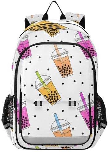 RPLIFE Cartoon Bubble Tea Kinder-Büchertaschen, robuster Rucksack für Kinder, Mädchen, großer Rucksack, Cartoon-Bubble-Tea, Einheitsgröße, traditionelle Rucksäcke, Cartoon Bubble Tea, One Size