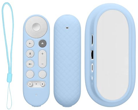 kwmobile Funda Compatible con Google TV Streamer 4K - Set de 2X Case Protector de Silicona para Mando a Distancia Azul Claro