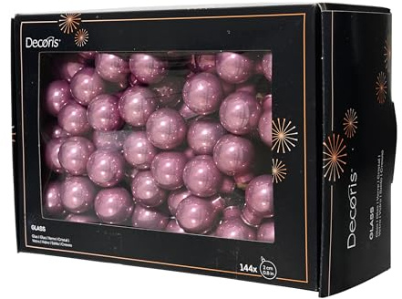 Kaemingk Weihnachtskugeln am Draht Glas 2cm x 144 Stück Spiegelbeeren - kleine Dekokugeln - Christbaumschmuck & Weihnachtsdeko - Vintagerosa glänzend