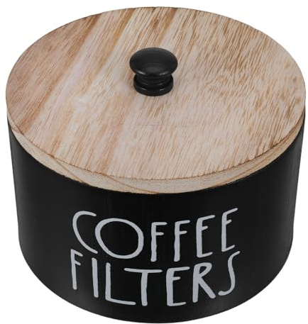 BAZEITFLOW Schwarze Kaffeefilterbox mit Deckel, Groß im Landhausstil | Staubschutz und Feuchtigkeitsschutz, 15cm, für Kaffeefilterpapier Am Kaffee Riegel Aufsatz