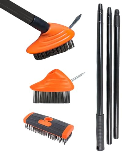 Bsbkoj Crack Weeder Brush, Manueller Moosentferner, 2. Hauptmerkmal+Stichwort, Outdoor-Fugendüse, Reinigungswerkzeug mit Drahtbau, Grasentfernung für Terrasse und Garten, Ziegel und Beton