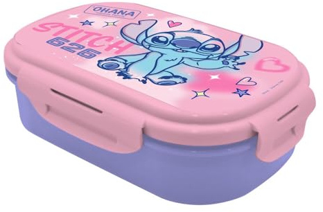 Kids Licensing - Fiambrera Sandwichera con Dos Compartimentos y Cubierto inluido de Stitch para Niña, Ideal Picnic, Cole y Excursiones