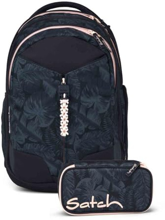 Satch Match Schulrucksack Set 2tlg. inkl. Schlamperbox (Midnight Jungle)