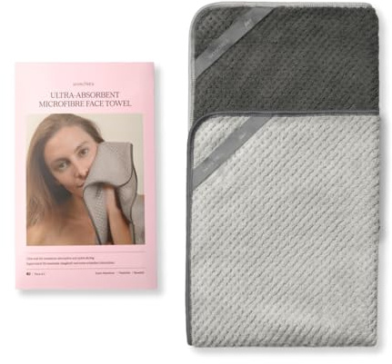 waschies saugfähiges Mikrofaser-Gesichtshandtuch 2er Set Dark Grey/Dove Grey