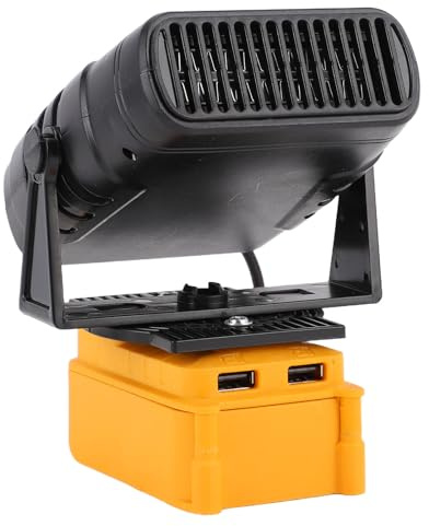 Portable Space Heater, Camping Heater 200W Battery Powered Heater Small Electric Adjustable 55-85C Quiet Operation with 2 USB Outputs for Li Ion Battery