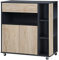 HOMCOM Carrello da Cucina Multiuso con Cassetto, Armadietto e Scaffale, Isola da Cucina Portavivande con 4 Ruote, 80x39x86.5cm, Legno e Nero