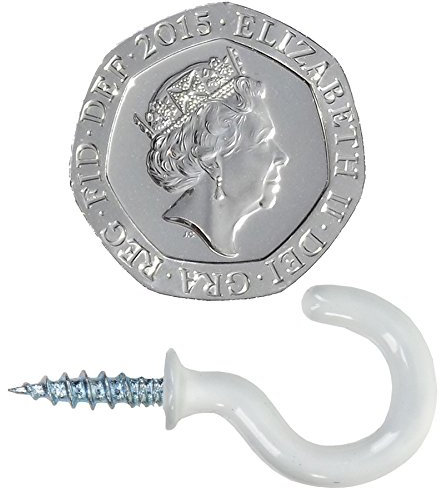 25x White Wall Hooks 19mm | Plastic Coated Small Strong Flush Shoulder Wall Hanger Peg