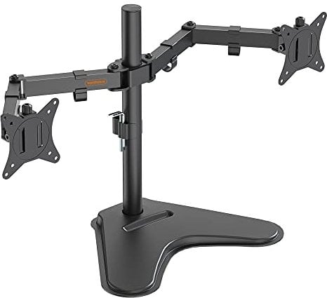 VonHaus Dual Stand for Screens, Monitor Desk Mount, Height Adjustable, Easy Assemble Stand with Full Tilt, Rotation & Swivel Arms, VESA: 75x75 & 100x100mm