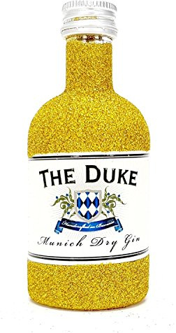 The Duke Munich Dry Gin Mini Mini 50ml (45% Vol) - Bling Bling Glitzer Glitzerflasche Flaschenveredelung für besondere Anlässe - Gold -[Enthält Sulfite]