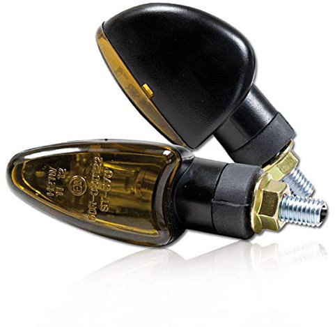 Mini Blinker ARROW schwarz kurz getöntes Glas M8 E-gepr. für Motorrad Bike
