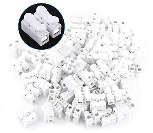 Broco Stück Lüsterklemmen, Federdrahtverbinder Elektrische Klemmen 100 stücke 10A 220 V 2 Pin Push Quick Wire Kabelverbinder Weiß Kabelklemme
