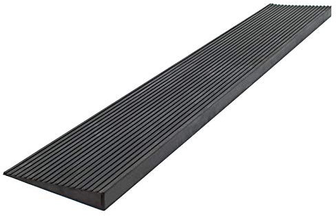 Wiltec Türschwellenrampe 900x200x30 mm für Rollstuhl & Rollator, schwarz, Rollstuhlrampe aus Vollgummi, rutschfeste Oberfläche, Bordsteinrampe kürzbar