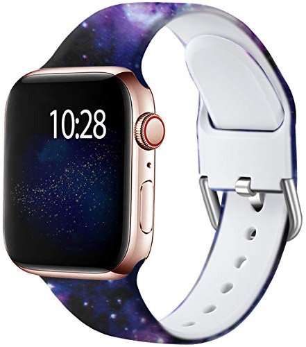 Wepro Replacement Strap Compatible with Apple Watch Strap 41mm 40mm 38mm 42mm, Pattern Printed Soft Silicone Wrist Bands for Apple Watch SE/Ultra/Ultra 2/iWatch Series 10/9/8/7/6/5/4/3/2/1, Stars