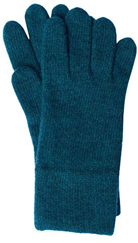 FosterNatur , Damen Wollhandschuhe/Fingerhandschuhe, 100% Wolle extrafine (8, Petrol)