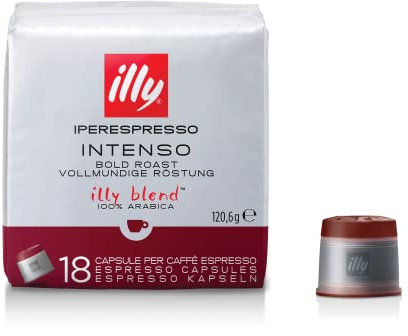 illy, Capsules de Café Iperespresso INTENSO, 100% Arabica avec des Notes de Cacao et de Fruits Secs, Arrière-goût Corsé, 6 Paquets de 18 (108 Capsules au Total)