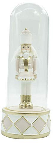Schiaccianoci in Campana di Vetro,di Natale,Soldato in poliresina,30cm di Altezza, Statuetta Nutcracker Soldier da Collezione, BURATTINO Dipinto A Mano, su Base Tonda, Regalo Decorazione