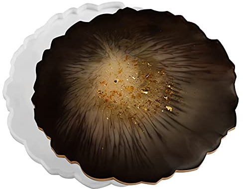 Gartful Large Round Resin Tray Mold-13 inch, Irregular Silicone Serving Tray, Geode Agate Epoxy Mold for Coaster, Fruit Board, Dessert Dish, Resin Painting Art, Jewelry Storage Plate, Home Decoration
