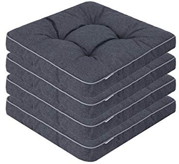 PillowPrim 4er Set Stuhlkissen 49x47 cm Sitzauflagen Polsterauflagen Outdoor/Indoor Außen/Innen Garten Winter gatren Freizeit Sommer Sommerferien Navyblau